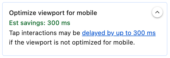 The Optimize viewport for mobile insight when the test page does not have a mobile-optimized viewport